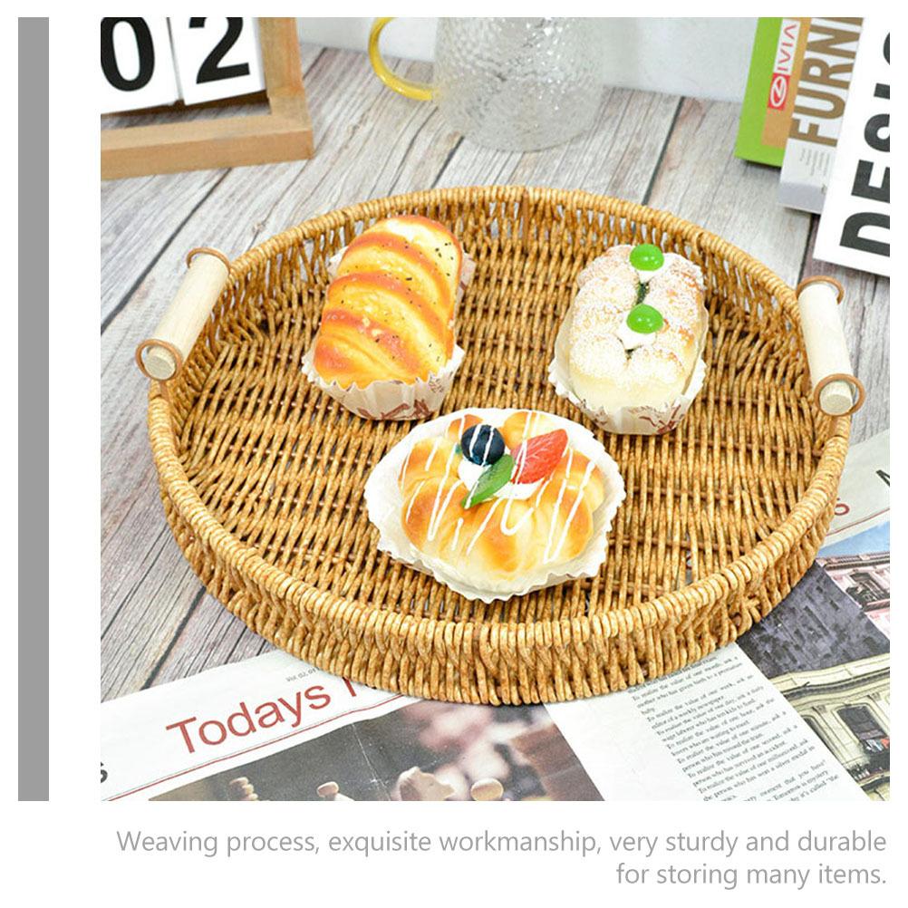 Woven Storage Basket Rustic Design for Fruits Snacks Bread Long-Lasting Home Kitchen Organizer Rattan Woven Basket