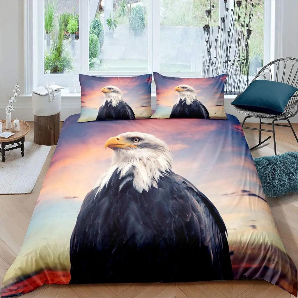 Comforter Eagle Wild Animal Pattern Polyester Comforter King Queen Full Twin Size For Kids Teens Adults Bedding Set