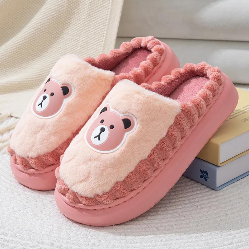 Fashion Cartoon Fluffy Women's Slippers Home Winter Luxury Designer Woman Shoes Indoor Casual Fuzzy Fur Slides Elegant Flat Footwear New