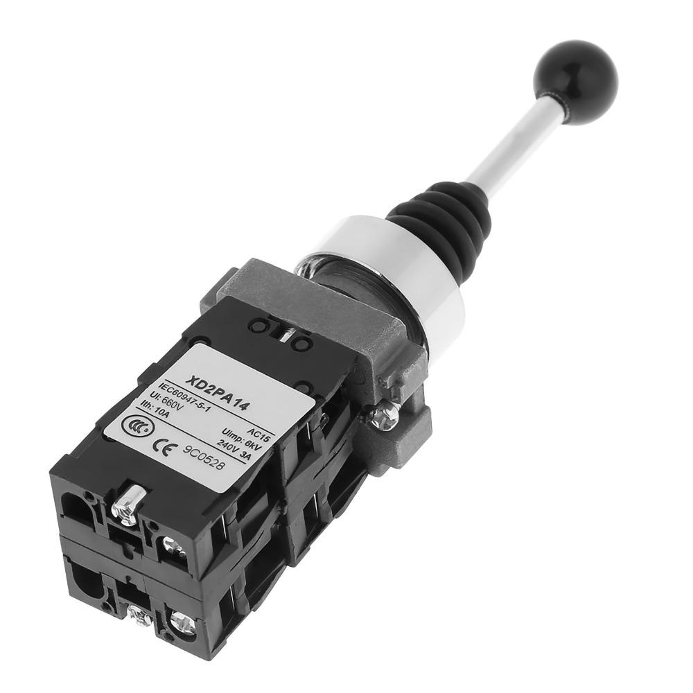 XD2PA14 Joystick Switch 22mm Push On Terminals Latching Joy Stick Switch 4NO 4 Position Rubber Sleeve Cover Locked Joystick