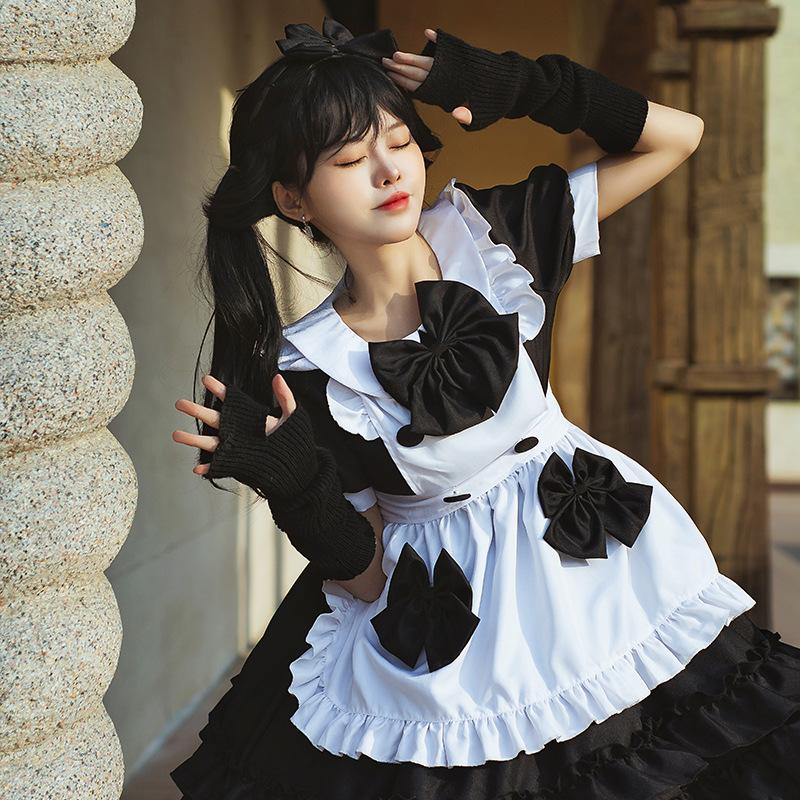 Zwart donker gothic meid Lolita jurk live streaming host zoet en pittig Harajuku Lolita meisje jurk vrouwen