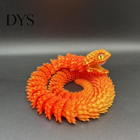 Imaginative Play Animals 3D Printed Snake Articulated Toy, Flexible Jointed Serpent Figurine, Realistic Animal Figurines Fidget Stress Reliever