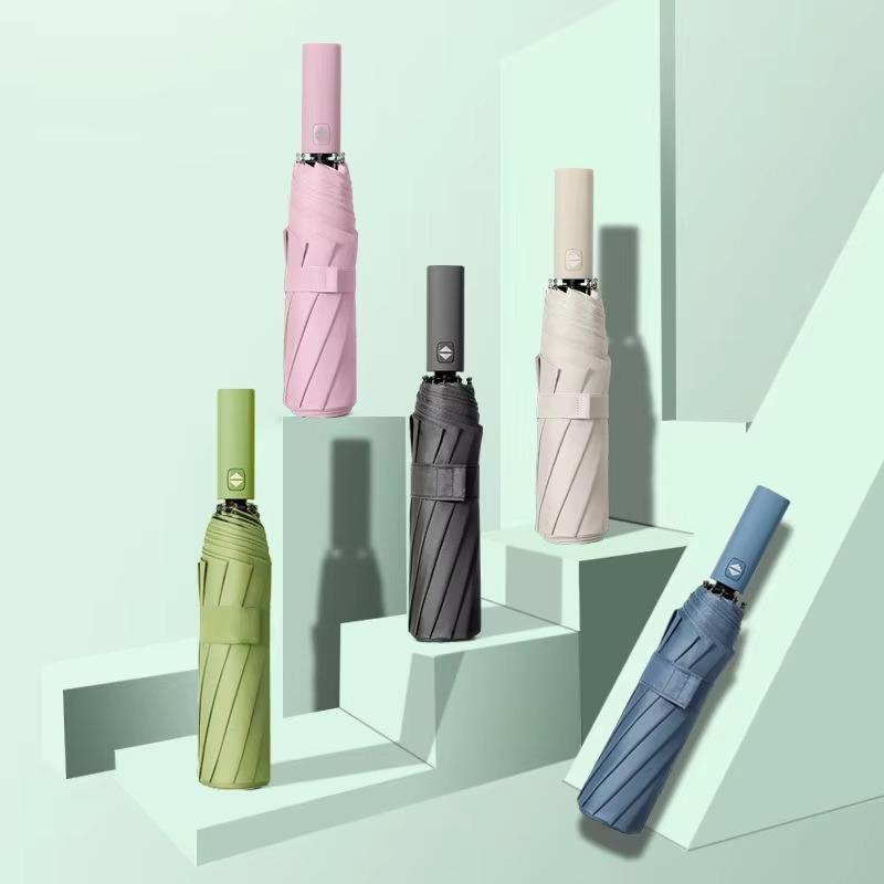 Large double keel Solid Color Automatic Umbrella Light Collapsible Format Outdoor Sunshade UV Protection Automatic Umbrella