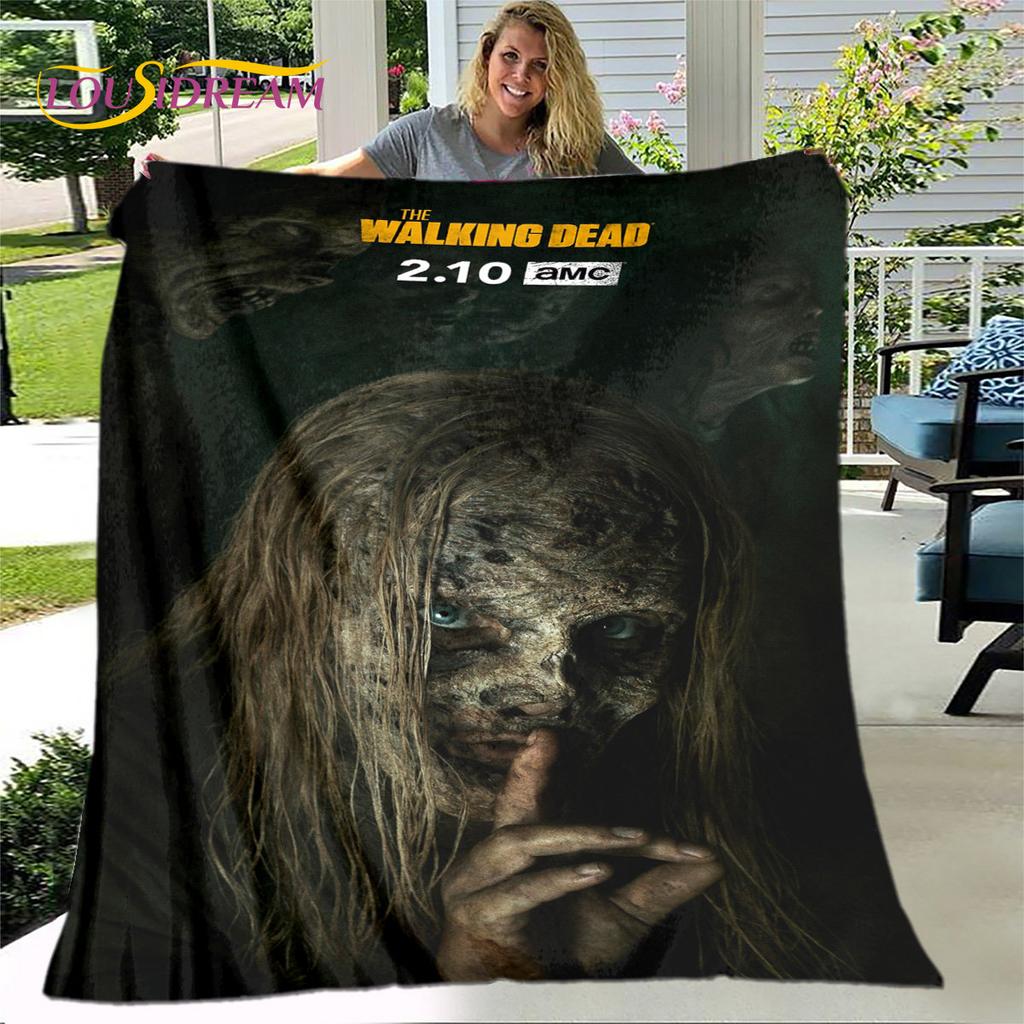 The Walking Dead Korku Yumuşak Peluş Battaniye, Flanel Battaniye Atmak Battaniye Oturma Odası Yatak Odası Yatak Kanepe Piknik Örtüsü Bettdecke