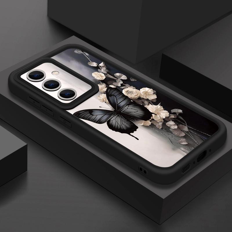Black Butterfly Soft TPU Case For Samsung Galaxy S26 S25 S24 S23 S22 Ultra S23 FE A57 A17 A56 A55 A15 A16 A36 A37 5G Back Cover