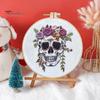 Halloween Embroidery Kit DIY Cross Stitch Kit with Embroidery Hoop Hand Embroidery Starter Handmade Gnome Crafts for Beginners Adults
