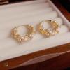 Light Luxury French Temperament Pearl Hoop Earrings for Women Exquisite Zircon Retro Sweet Design Earrings Party Jewelry Gifts
