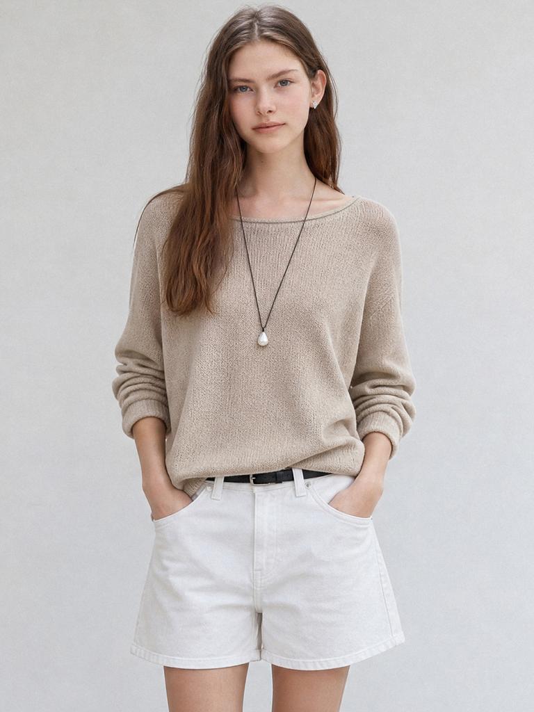 STAY WITH ME Paper Cotton Summer Knit_Beige