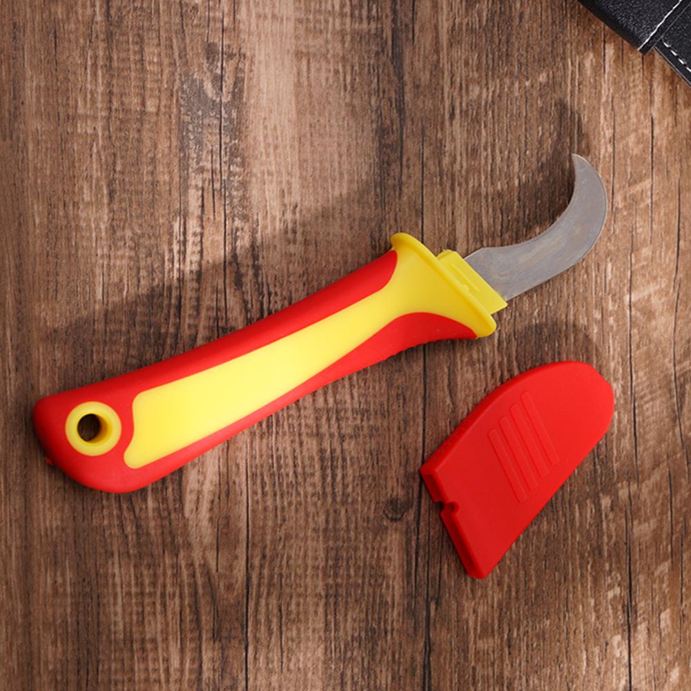 Insulated Knife Electricians Wire Stripper Cable Stripping Snips Straight Curved Blade Rubber Handle Peeling Hand Tool