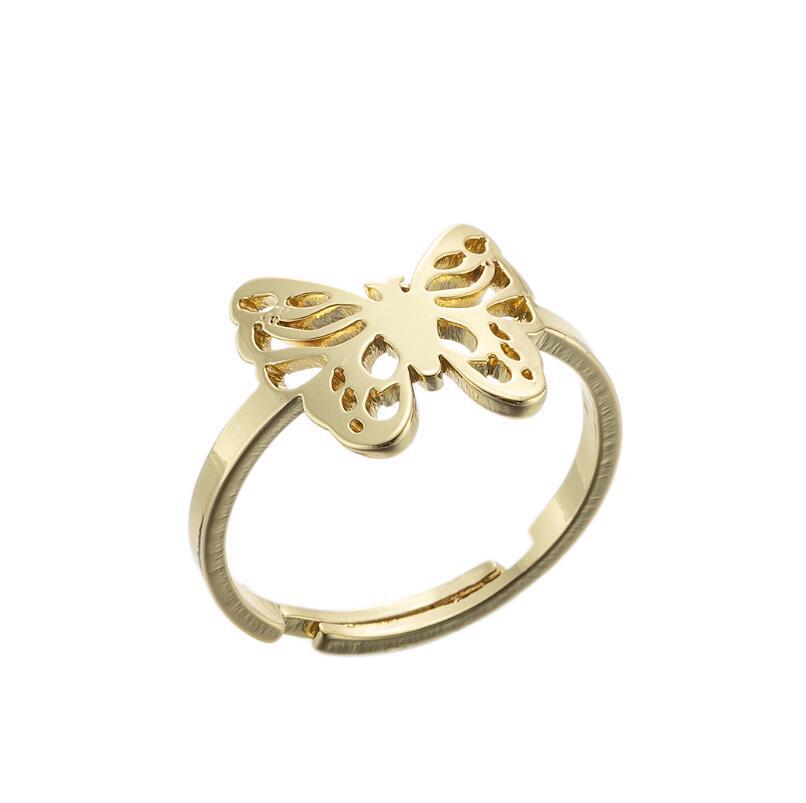 Korean Stainless Steel Moon Cat & Reindeer Butterfly Ring for Christmas