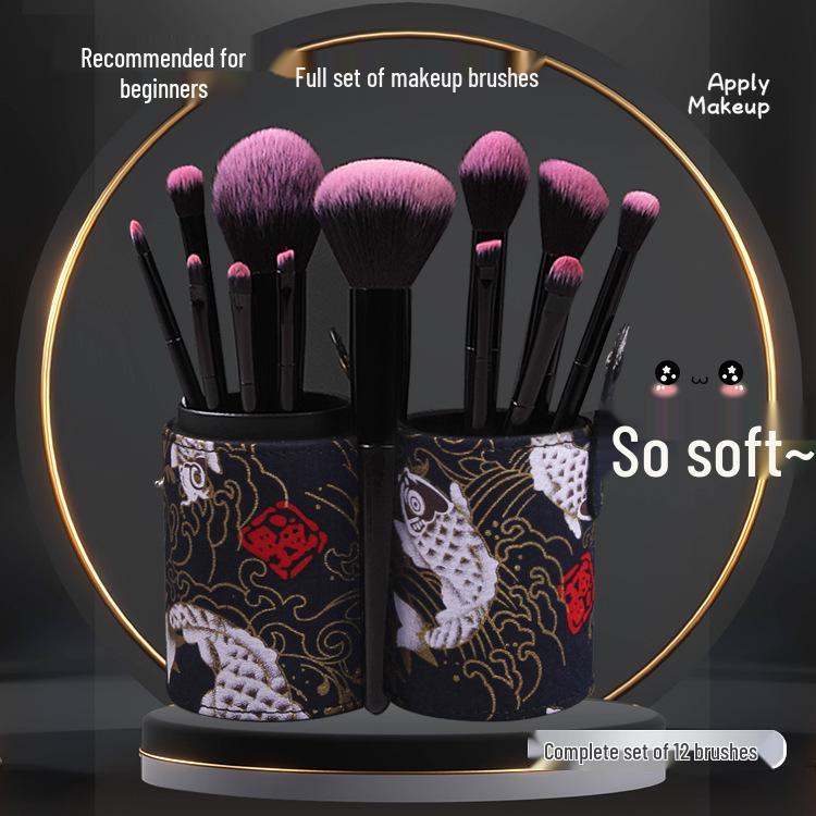 12-Piece Soft Bristle Makeup Brush Set: Includes Powder, Eyeshadow, and Lip Brushes