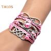Braided Wrap Layered Faux Leather Bracelet Retro Multilayer Hearts Tower Cord Braided Wristband for Men Women