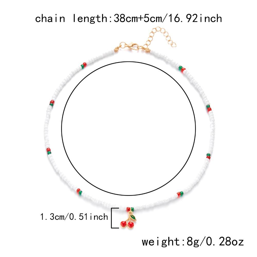 Bohemia Cute Strawberry Starfish Cherry Pendant White Rice Bead Beaded Necklace for Women Summer Sweet Collar Chain Jewelry Gift