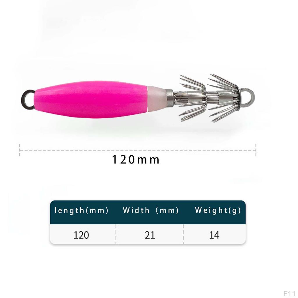 3 Pieces Luminous Squid Jig Hooks Freshwater Saltwater Fluorescent Lures 12cm Glow in The Dark