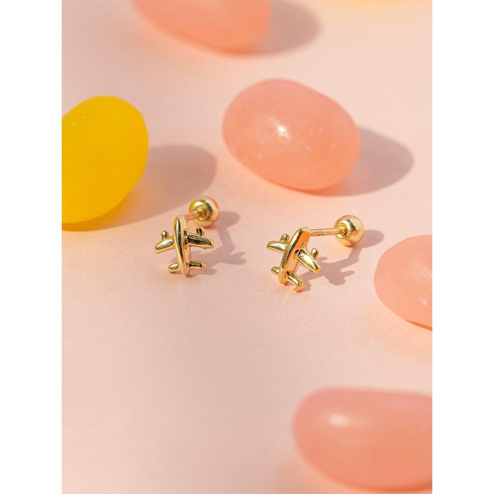 14K Mini Airplane Piercing Earrings