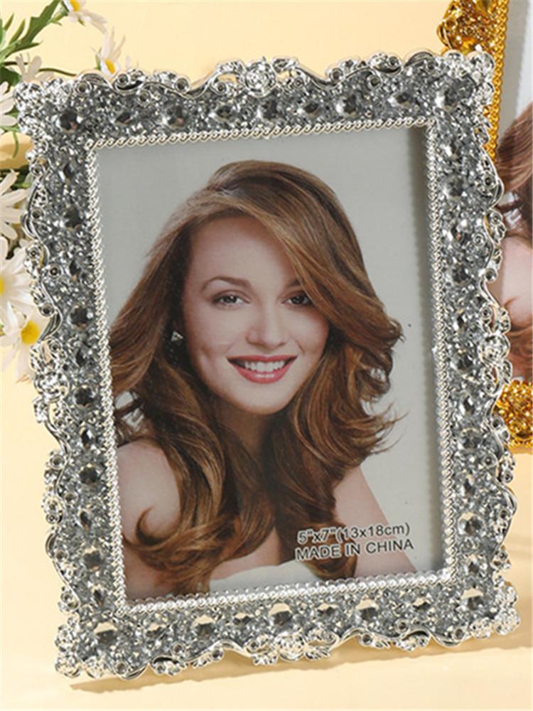 

1Pc gold and silver large diamond photo frame European exquisite style, used for home bedroom, Christmas decoration