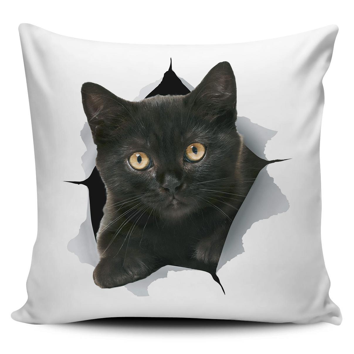 3D CAT 3d Cat выглядывает наволочка 3D шотландская вислоухая кошка наволочки льняная наволочка автомобильный диван домашний декор квадратная наволочка 4545 см 450mm x 450mm 633₽