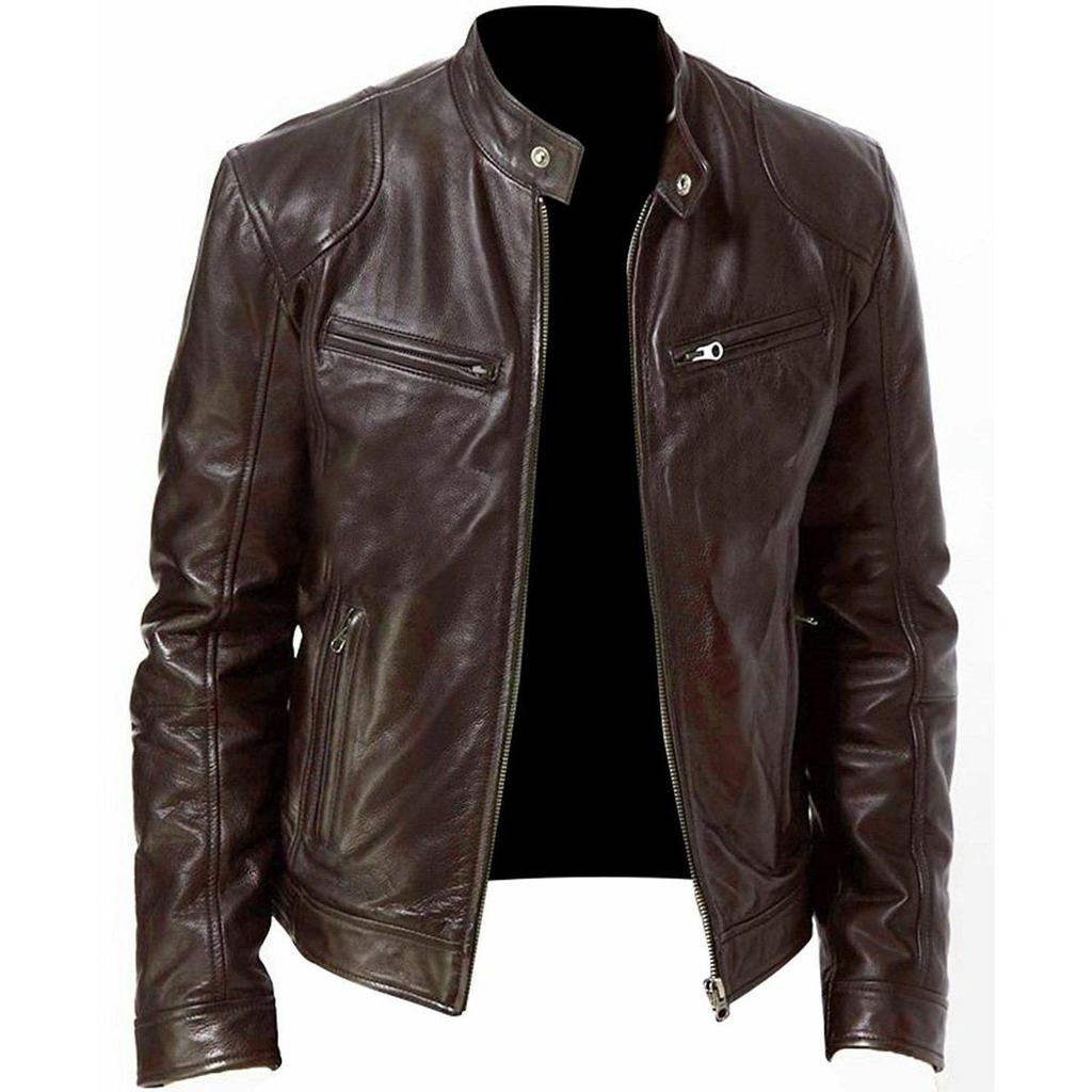 Motorcycle Jackets Man Casual Fashion Motorcycle Coat Slim Fit Lapel PU Jackets Autumn Anti-wind Artificial Leather Coat Male