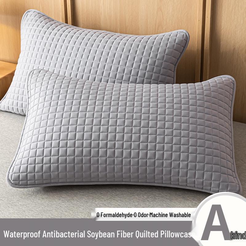 Quilted Waterproof & Stain-Resistant Pillowcases (Set of 2) - Solid Color, Protects Pillow, 48x74cm