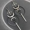 Punk Style Round Moon Earrings Trend Demon Eyes One Line Długie kolczyki sztyfty Gotycka biżuteria akcesorium do codziennego noszenia