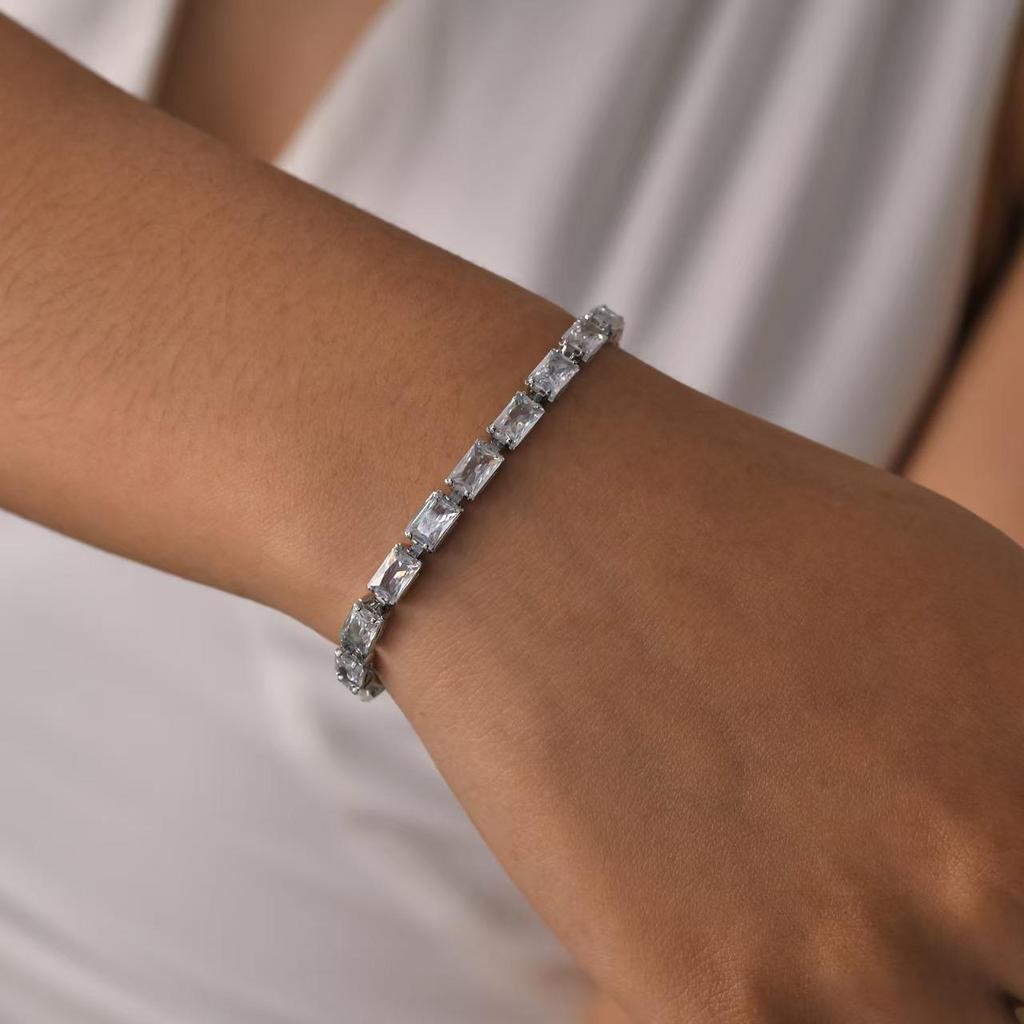 Luxury Copper Crystal Tennis Bracelet with Zircon Inlay - Women's High-End Jewelry