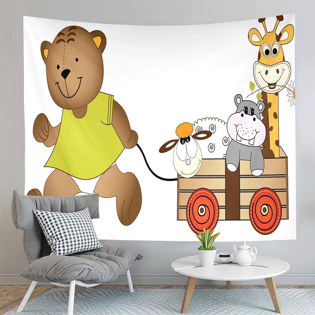 Cartoon Farm Animals Tapestry Cute Cow Turkey Tapestry Gifts for Kids Girls Boys Bedroom Dorm Wall Hanging Decor Tapestries