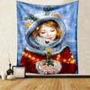 Beach Blanket Living Room Decoration Bedroom Background Cloth Santa Red Riding Hood Gnome Cute Tapestry Wall Hanging