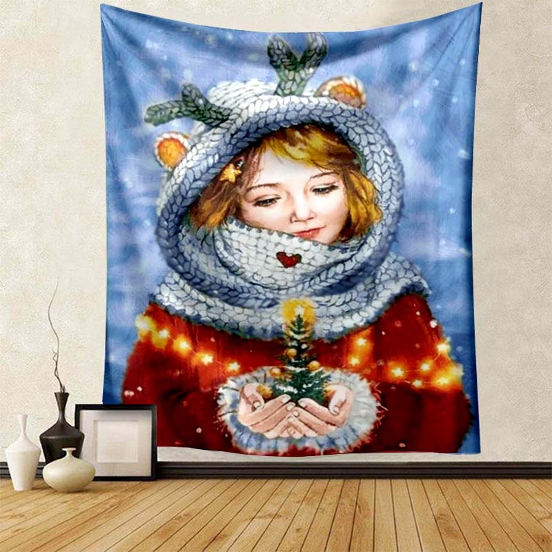 Beach Blanket Living Room Decoration Bedroom Background Cloth Santa Red Riding Hood Gnome Cute Tapestry Wall Hanging