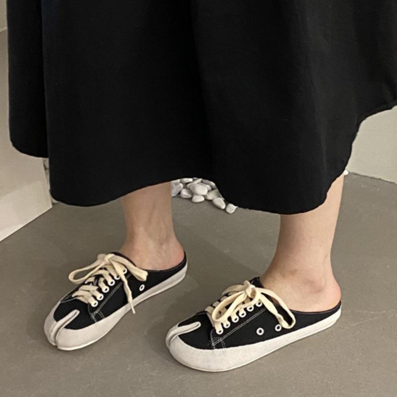 Fashion Ladies Canvas Mule Slippers 2025 New Unisex Split Toe Flats Shoes Spring Autumn Designer Fashion Style Casual Women Sneakers