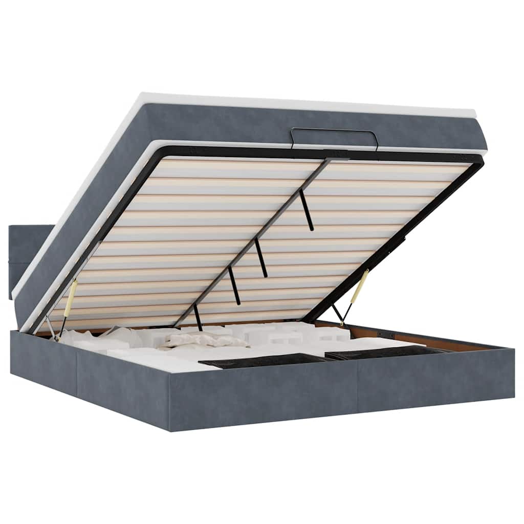 Enjoy a restful night s sleep with this Ottoman bed with mattress in dark gray 160 x 200 cm velvet