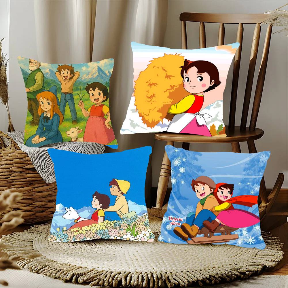 Japanese Anime Movie H-Heidi Pillow Case Fashion Square Pillowcase Bedroom Sofa Room Ins Decoration Leisure