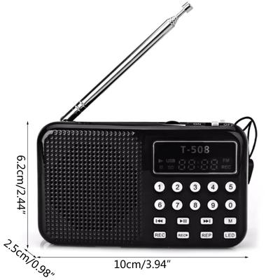 Mini Portable Radio Handheld FM Radio Supports USB TF MP3 Music Player Outdoor Indoor Speaker Rechargeable with Cable