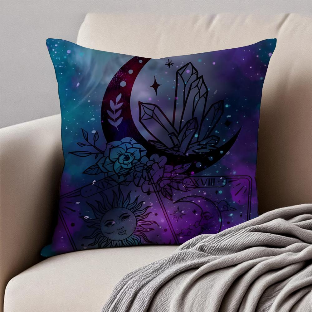 Dreamlike Magical Pattern Cushion Cover Pillowcase Antidustmite Invisible Zipper Short Plush Sofa Cushion