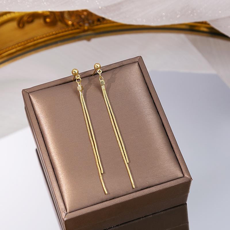 Tassel Earrings Diamond Butterfly Flower Pearl Stud Earrings Temperament Fashion Long Thin Earrings