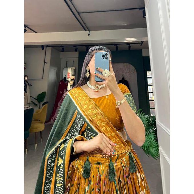 Woman's Perfectly  Collection Tussar Silk Lehenga Choli Patola Print with Foil Work ,Unstiched Blouse,