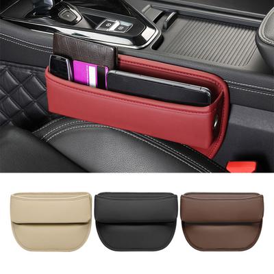 Faux Leather Car Seat Storage Gap Organizer Box, Multifunction Crevice Side Pocket, Universal Wallet Key Card Accessories