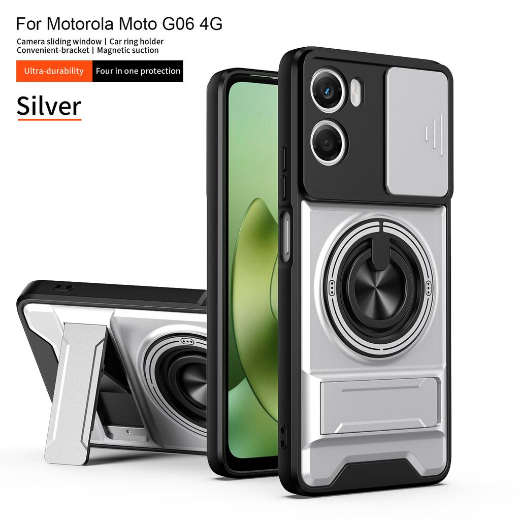 Para Capa Motorola G06 Capa Power Moto G06 Capas Moto G06 Suporte Dobrável Magnético Magsafe Armadura Militar Capa de Proteção da Câmera