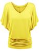 Plus Size Women's V-Neck Batwing Sleeve T-Shirt - A1375
