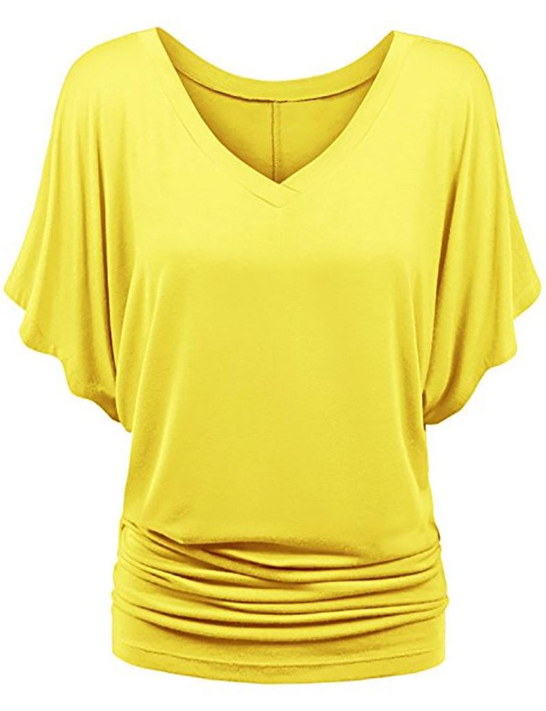 Plus Size Women's V-Neck Batwing Sleeve T-Shirt - A1375