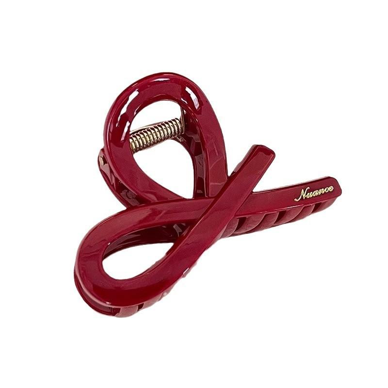 Nischen Hautaufhellende Rote Krallenklemme für Frauen - 2024 High-End Weihnachten Half-Updo Kopfschmuck