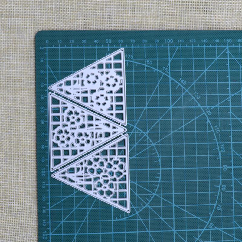 

Металлические штампы для резки 3 шт. Треугольный шаблон для декора скрапбукинга для альбома своими руками, трафарет для бумажной открытки серебряный