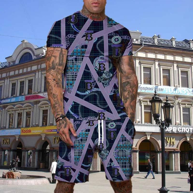 

2025 Best-selling High-quality Fashion Personalized 3D Crew Neck Printing Men s Breathable and Comfortable Outdoor Sports Suit 4XL