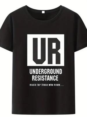 Underground Resistance Detroit Techno Pioneers Jeff Mills Robert Hood Acid House Music T-Shirt- Black with White Graphic Print