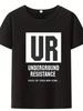 Underground Resistance Detroit Techno Pioneers Jeff Mills Robert Hood Acid House Music T-Shirt- Black with White Graphic Print