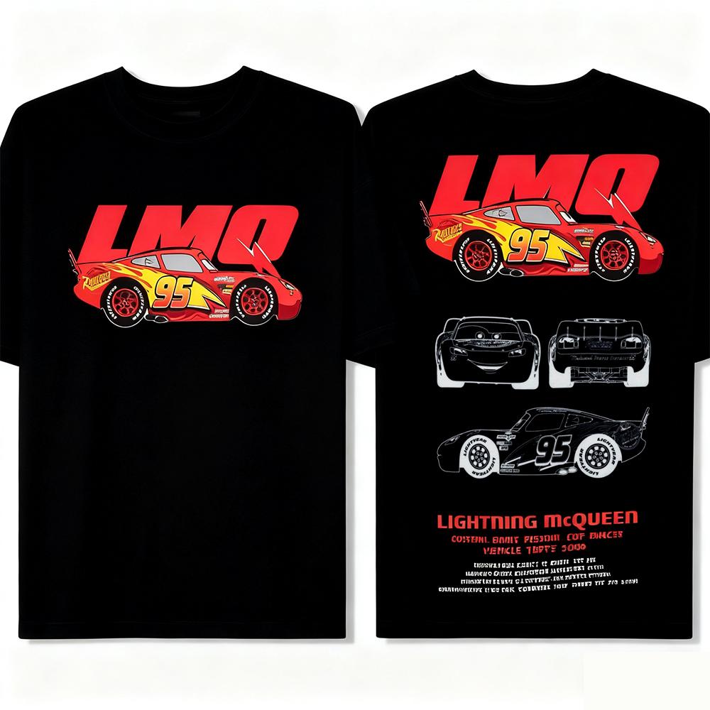 Pixar Cars Lightning McQueen Print Tshirt Unisexs Womens Oversized Short Sleeve Cotton Tshirt FeUnisex Unisex Clothing Tees