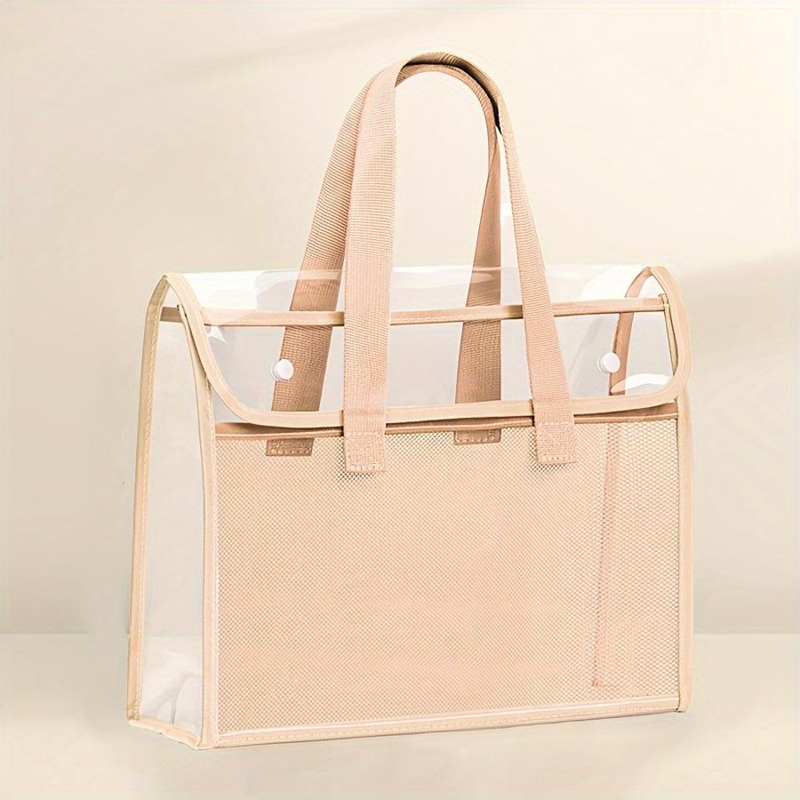 Large Capacity Portable Transparent Waterproof Hand-held Folder Self-adhesive File Pocket Office Supplies Storage File Bag