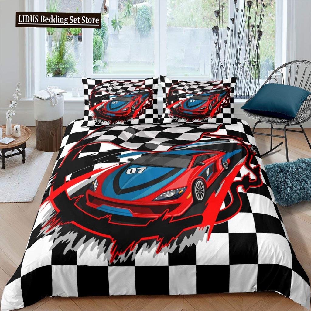 Závodní auto Povlečení Set Velikost Queen 3D Potisk Auta Povlečení Stylová Dekorace Kluci Sport Přikrývka Povlak Rychlost Sportovní Auto Přikrývka Set