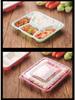 Four-Grid Disposable Plastic Bento Lunch Box with Lid, Multi-Compartment Food Packaging Container.