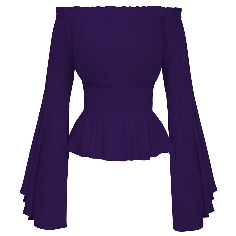 Elegante Camicia Blusa Steampunk con Maniche a Campana per un Unico Costume da Pirata Cosplay