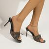 Fashion Flower Print High Heels Sandals for Women Brand Designer Thin Heeled Woman Sandals Slip on Pointed Toe Party Shoes for Woman